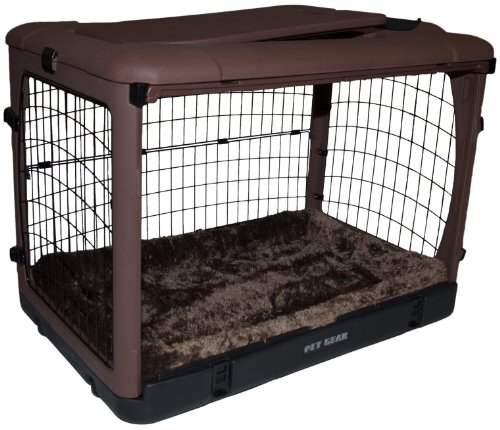 Pet Gear The Other Door Steel Crate with Fleece Pad for Cats and Dogs Up to 70Pounds, Chocolate